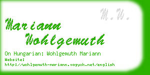 mariann wohlgemuth business card